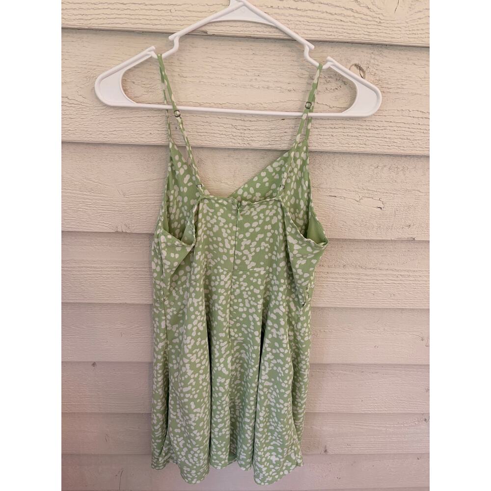 GB Light Green Mini Dress Size Medium Spotted Print Adjustable Straps - Picture 6 of 7